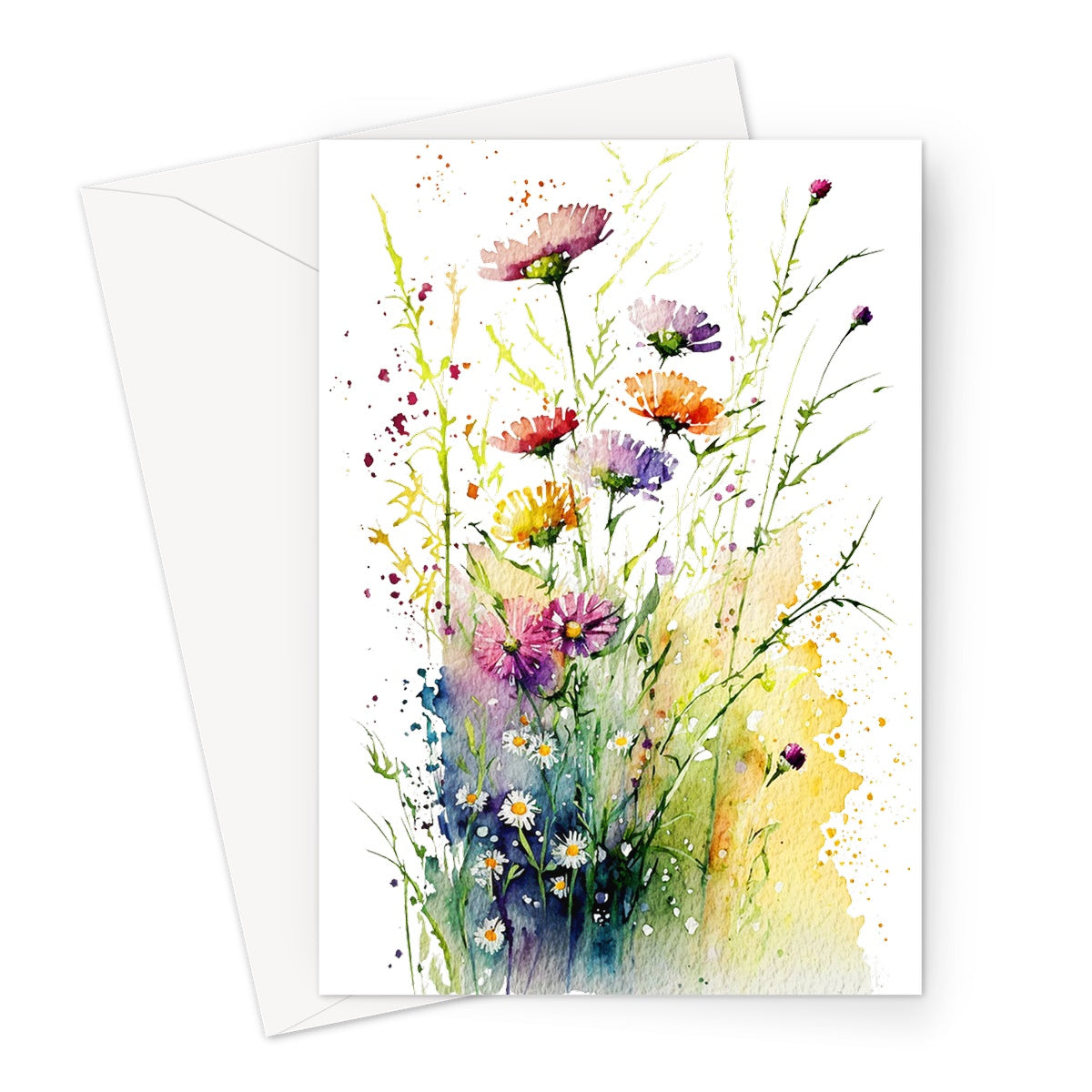 Watercolour Beautiful Field of Flowers Painting Greeting Card –  ThePurpleCauldron