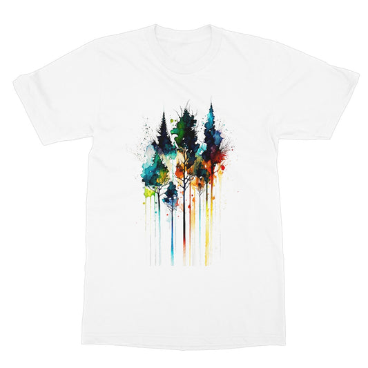 Watercolour Abstract Colourful Trees Painting Softstyle T-Shirt