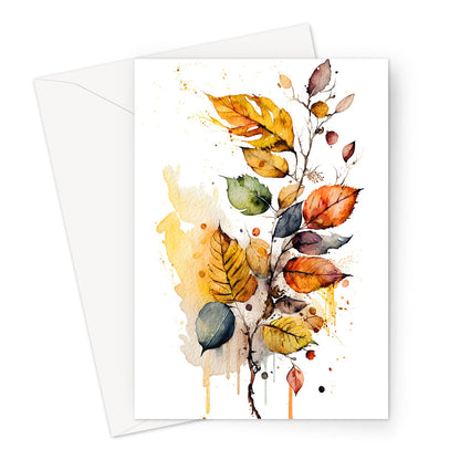 Watercolour Fall-inspired Autumn Leaves Painting Greeting Card