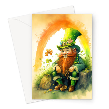 Cheeky Watercolor Leprechaun Greeting Card