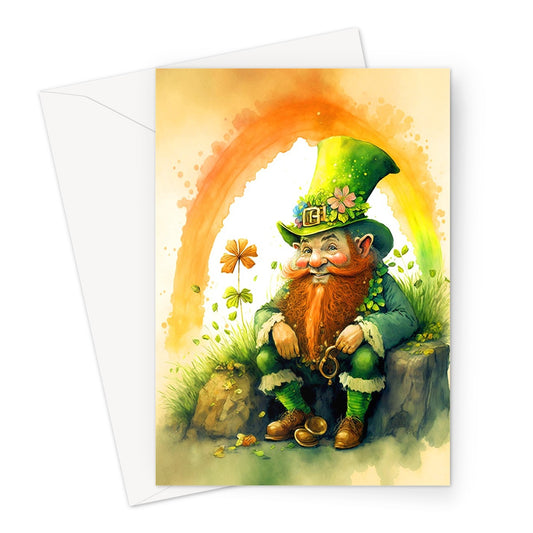 Cheeky Watercolor Leprechaun Greeting Card