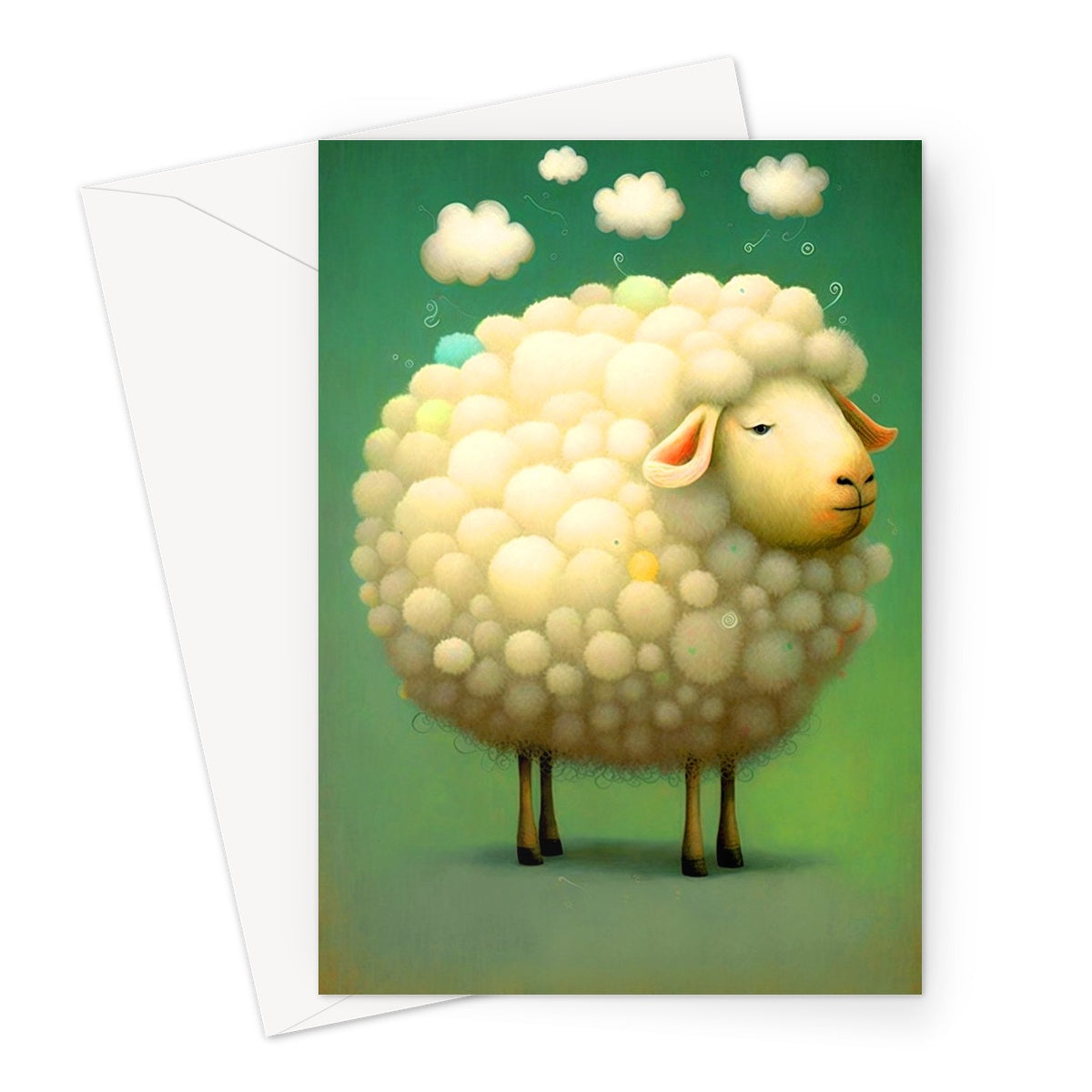 Whimsical Sheep Painting Greeting Card