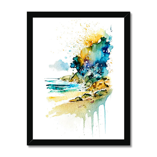 Watercolour Abstract Glamourous Beach Painting Framed Print