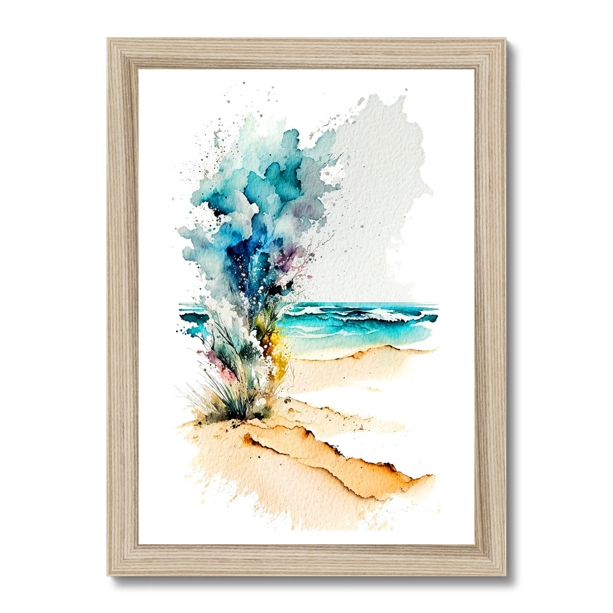 Watercolour Abstract Dazzling Beach Painting  Framed Print