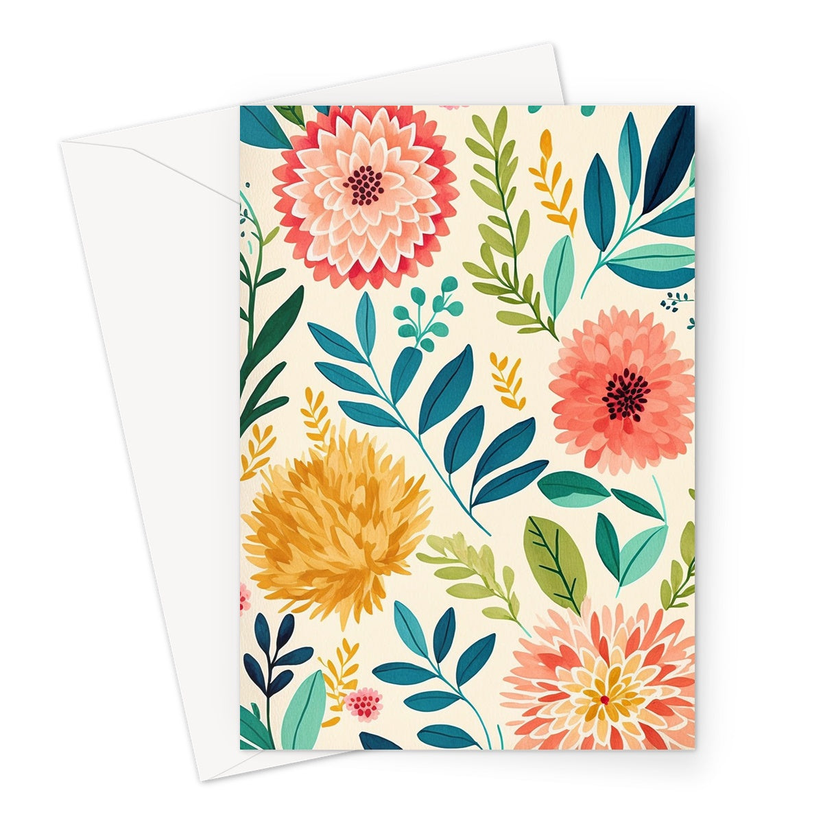 Peaceful Calming Flowers and Leaves Spring Blossom Greeting Card