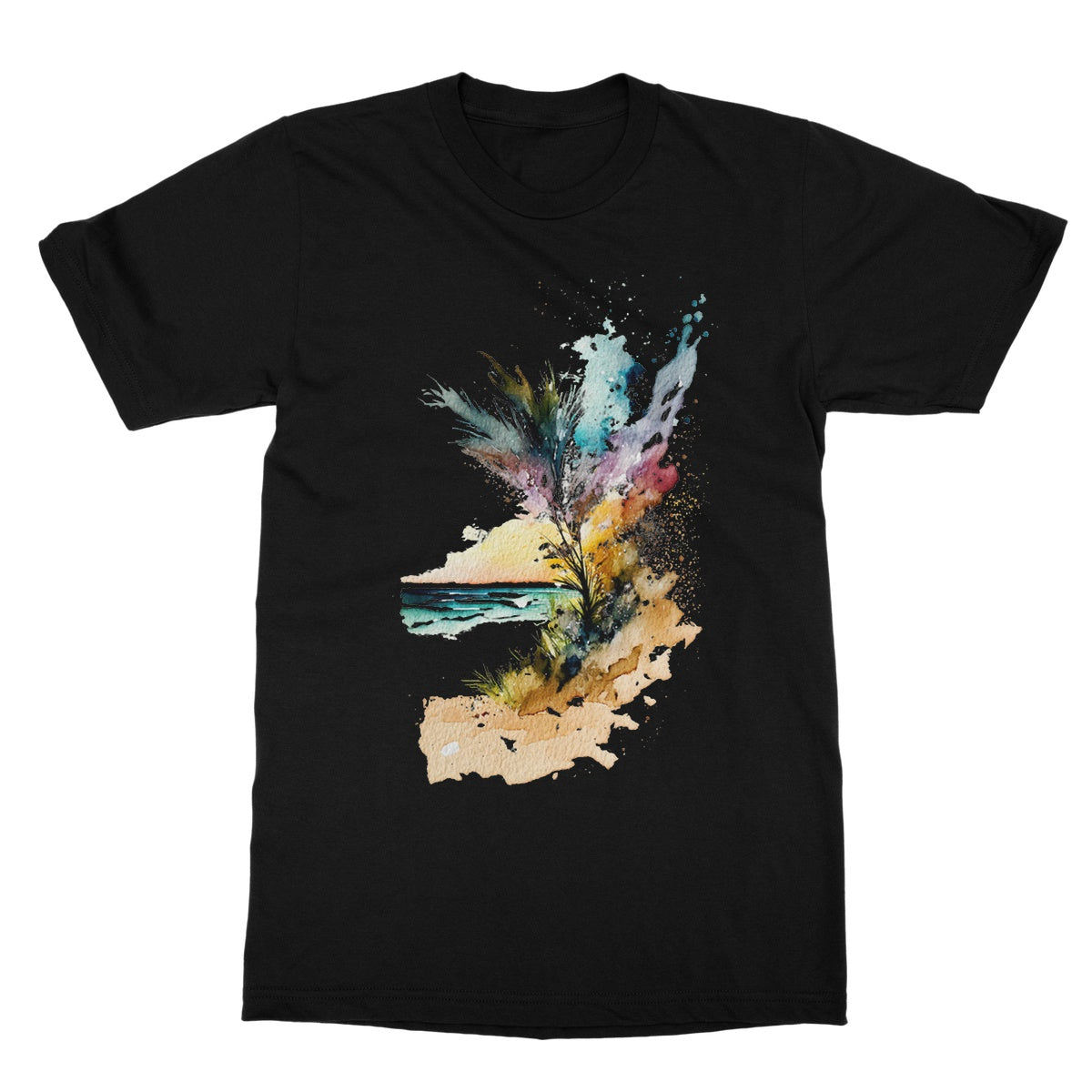 Watercolour Enchanting Abstract Beach Painting Softstyle T-Shirt