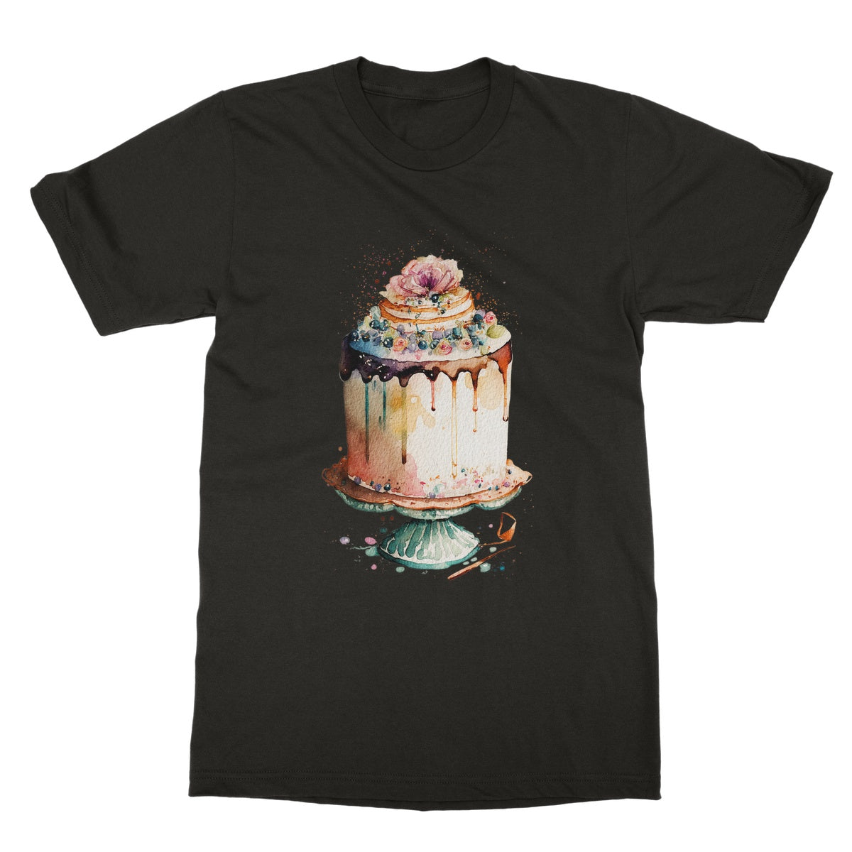 Watercolour Birthday Cake Painting Softstyle T-Shirt