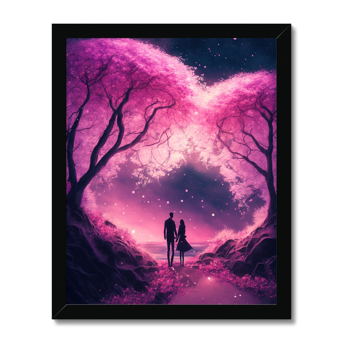 Romantic Enchanted Cherry Blossoms Budget Framed Poster