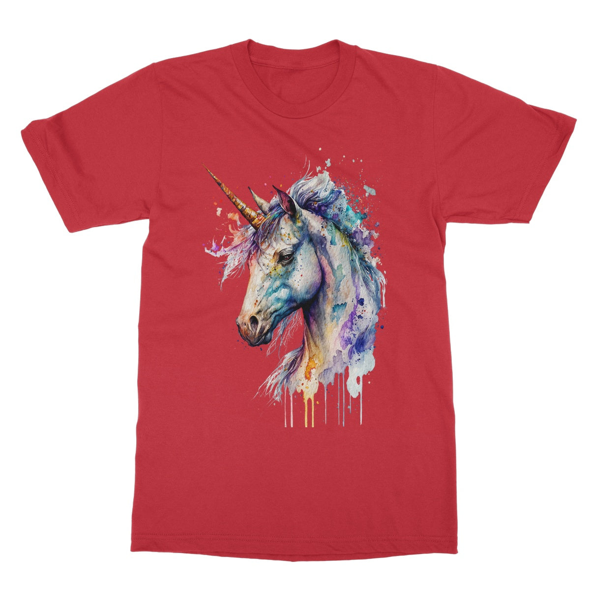 Watercolour Mystical Unicorn Painting Softstyle T-Shirt