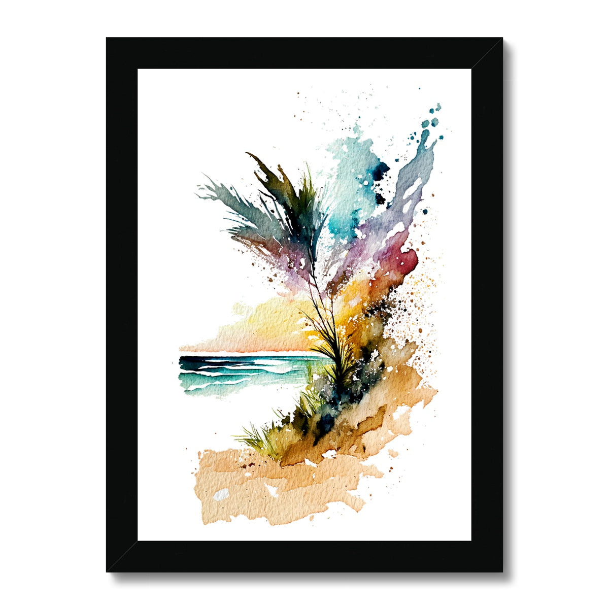 Watercolour Enchanting Abstract Beach Painting Framed Print