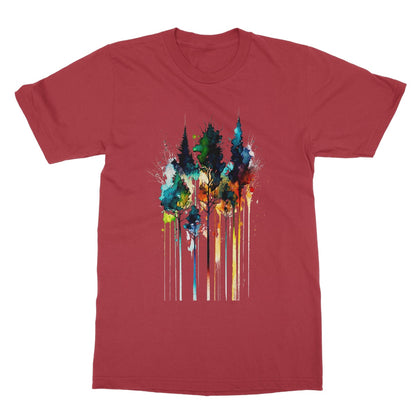 Watercolour Abstract Colourful Trees Painting Softstyle T-Shirt