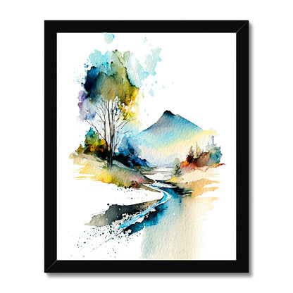 Watercolour Abstract Mystical Landscape Painting Framed Print