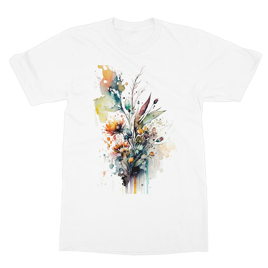 Watercolour Beautiful Abstract Flowers Painting Softstyle T-Shirt