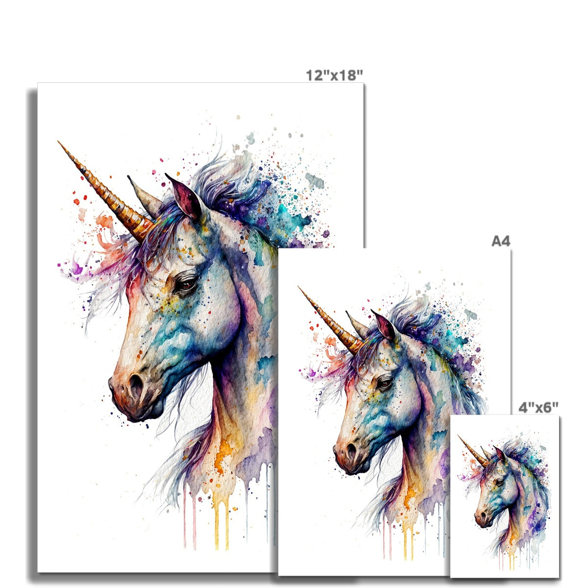 Watercolour Mystical Unicorn Painting Fine Art Print