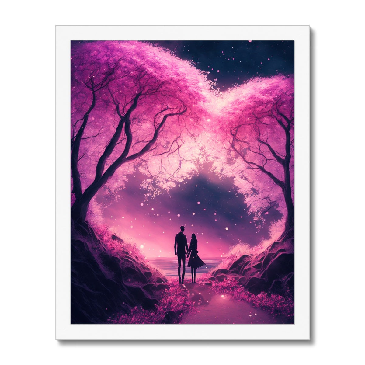 Romantic Enchanted Cherry Blossoms Budget Framed Poster