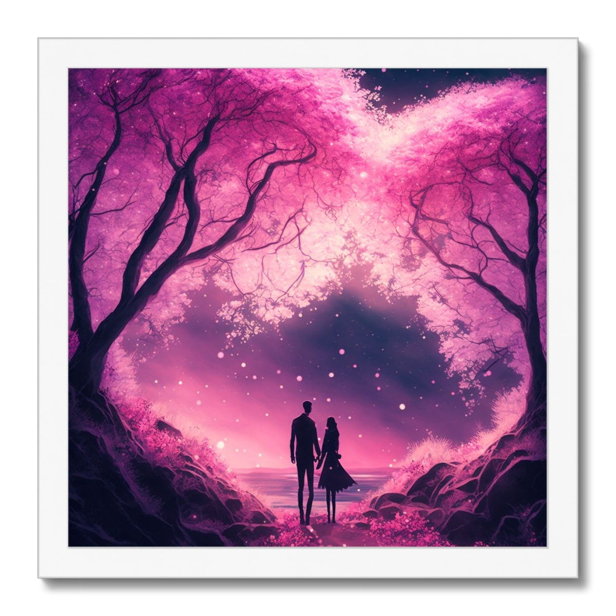 Romantic Enchanted Cherry Blossoms Budget Framed Poster