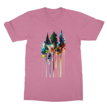 Watercolour Abstract Colourful Trees Painting Softstyle T-Shirt