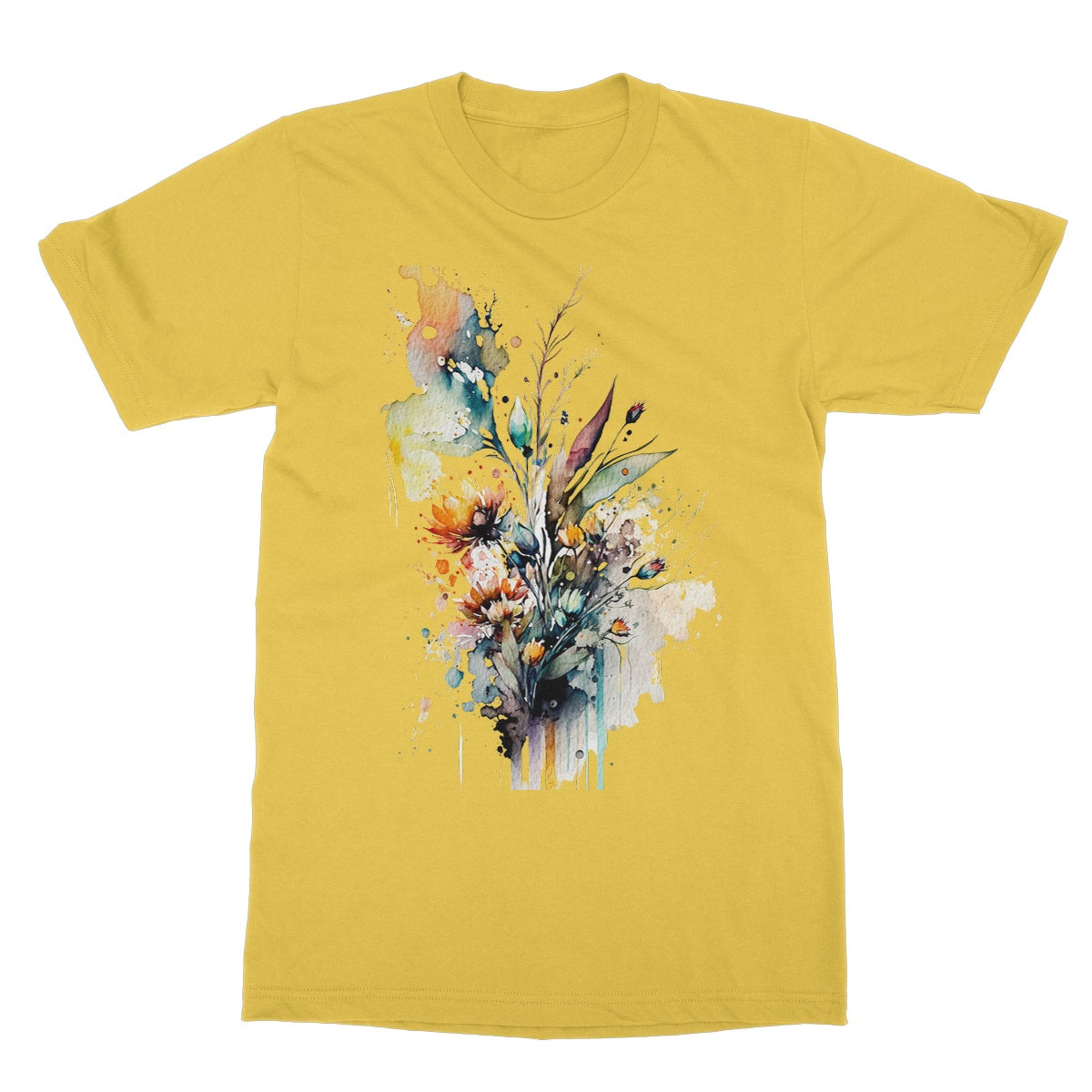 Watercolour Beautiful Abstract Flowers Painting Softstyle T-Shirt