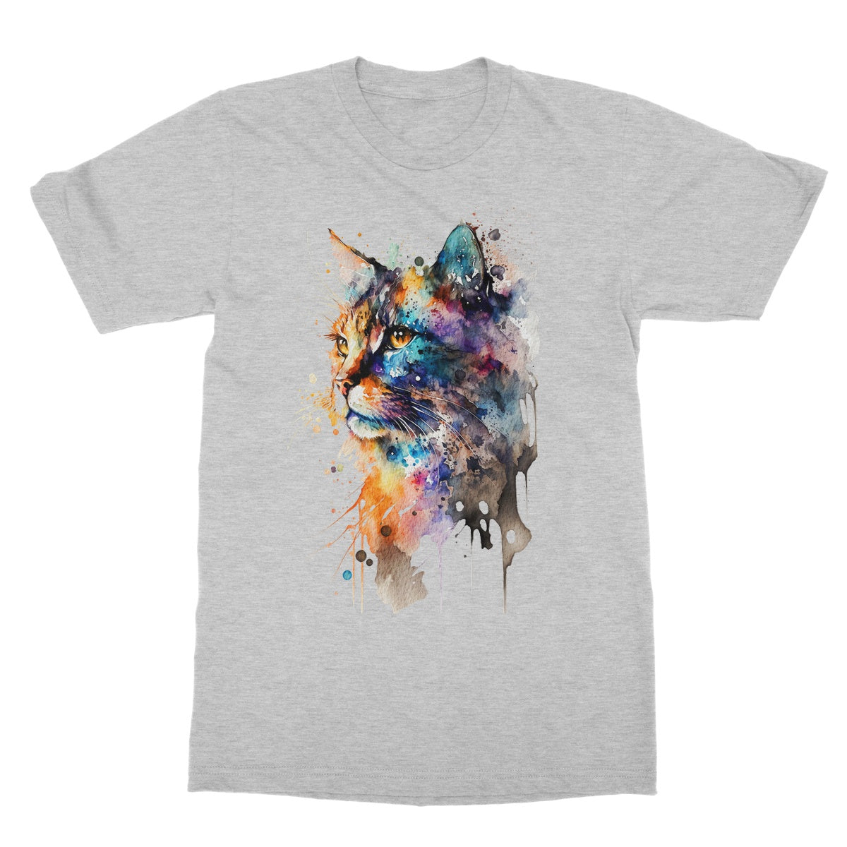 Watercolour Abstract Whimsical Cat Painting Softstyle T-Shirt