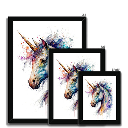 Watercolour Mystical Unicorn Painting Framed Print