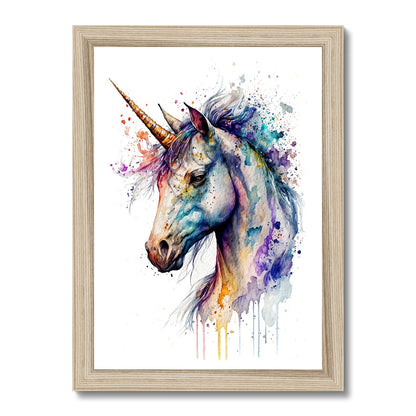 Watercolour Mystical Unicorn Painting Framed Print