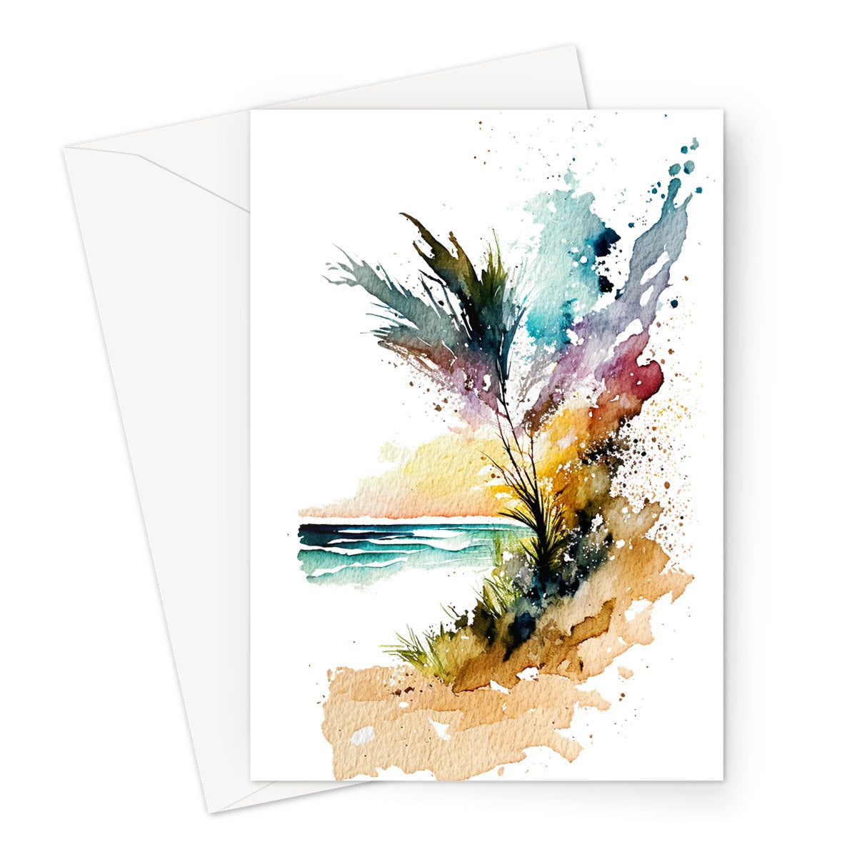 Watercolour Enchanting Abstract Beach Painting Greeting Card