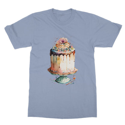 Watercolour Birthday Cake Painting Softstyle T-Shirt