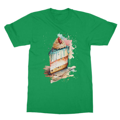 Watercolour Strawberry Birthday Cake Painting Softstyle T-Shirt