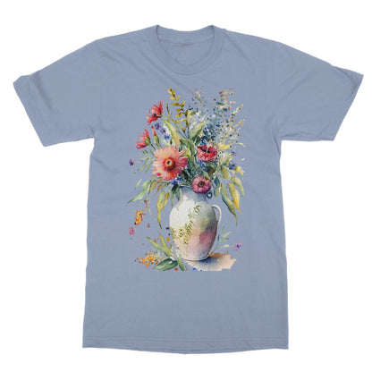 Watercolour Whimsical Flowers in Vase Painting Softstyle T-Shirt