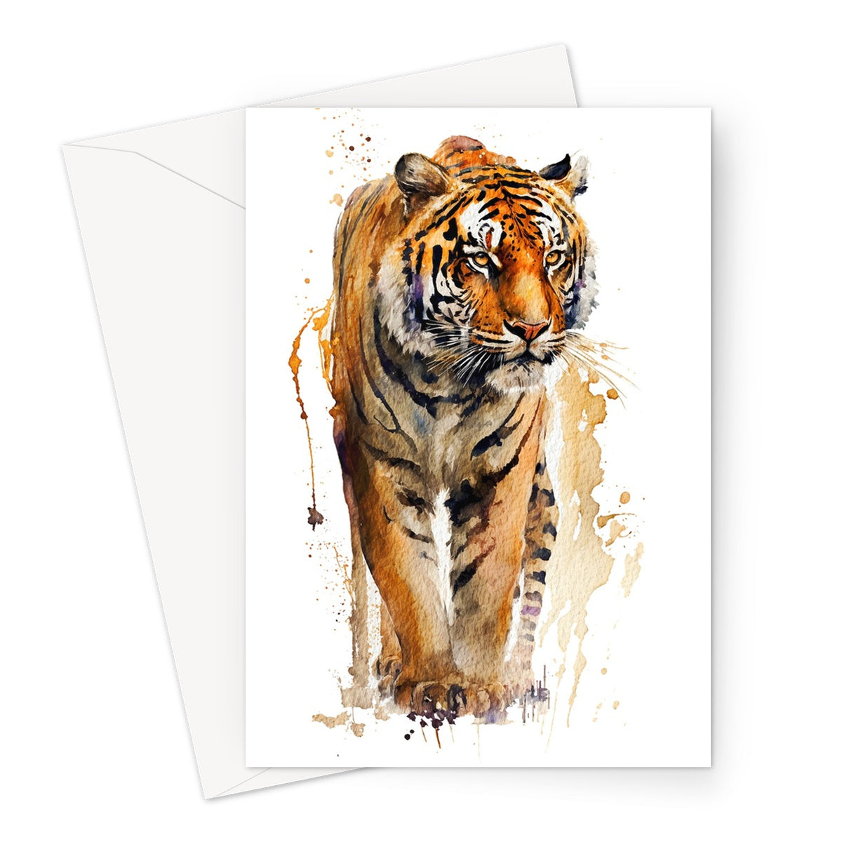 Watercolour Strong Tiger Painting Greeting Card