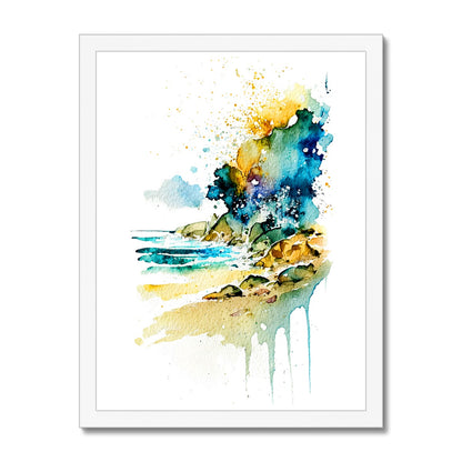 Watercolour Abstract Glamourous Beach Painting Framed Print