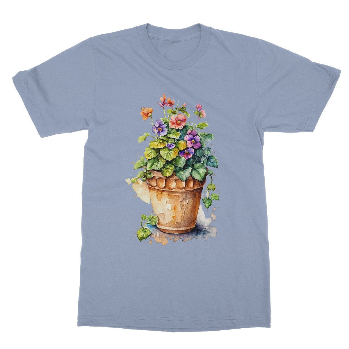 Watercolour Flower Pot Painting Softstyle T-Shirt