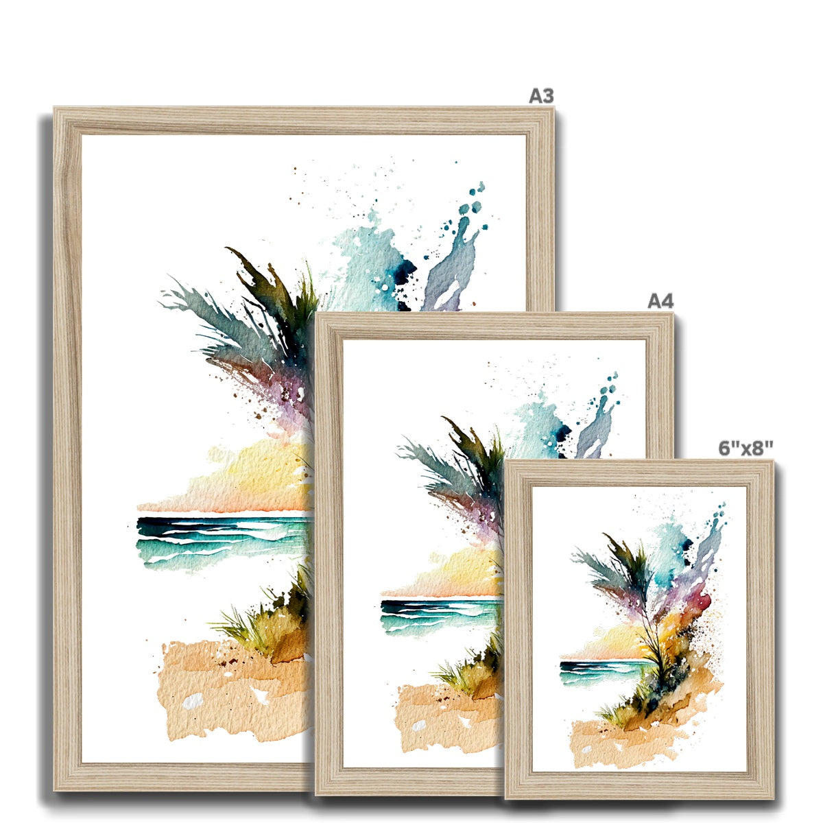 Watercolour Enchanting Abstract Beach Painting Framed Print