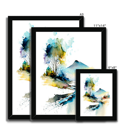 Watercolour Abstract Mystical Landscape Painting Framed Print