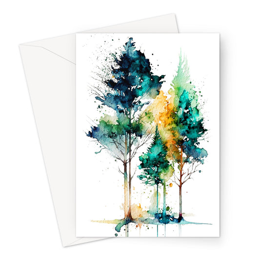 Watercolour Abstract Captivating Trees Painting Greeting Card