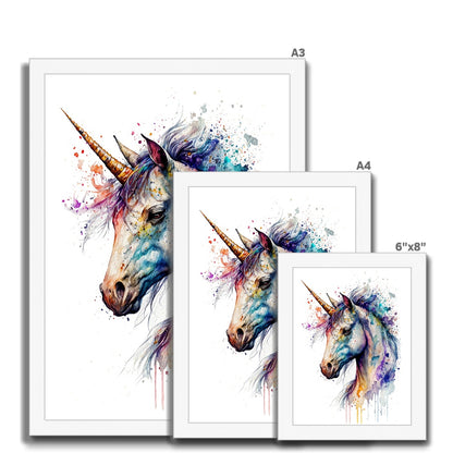 Watercolour Mystical Unicorn Painting Framed Print