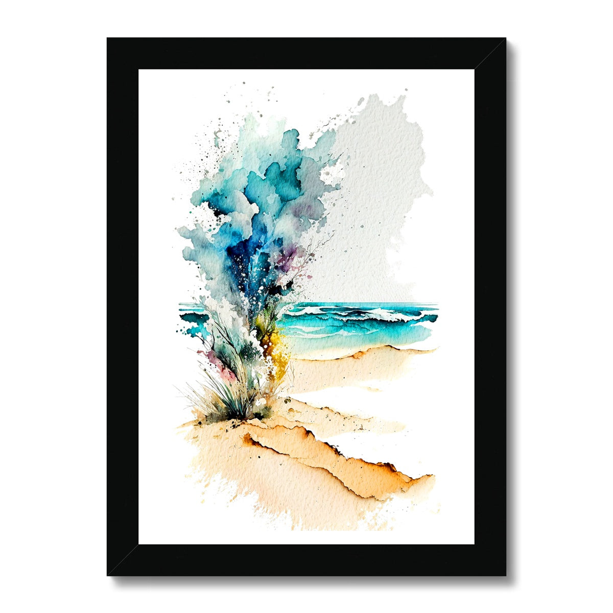 Watercolour Abstract Dazzling Beach Painting  Framed Print