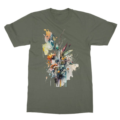 Watercolour Beautiful Abstract Flowers Painting Softstyle T-Shirt