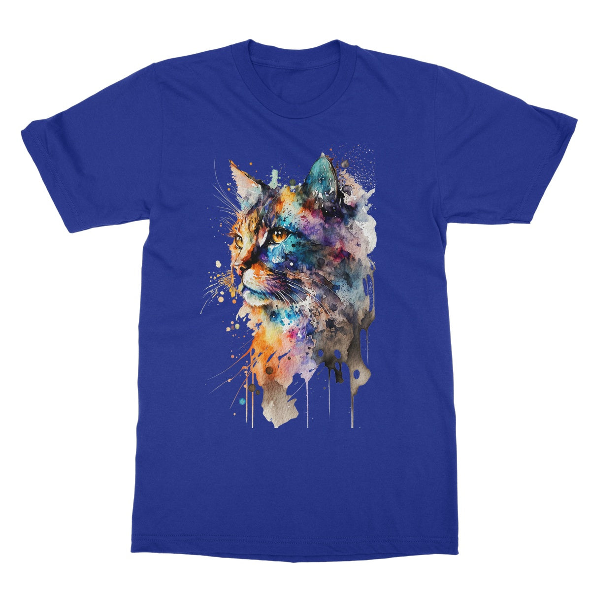 Watercolour Abstract Whimsical Cat Painting Softstyle T-Shirt