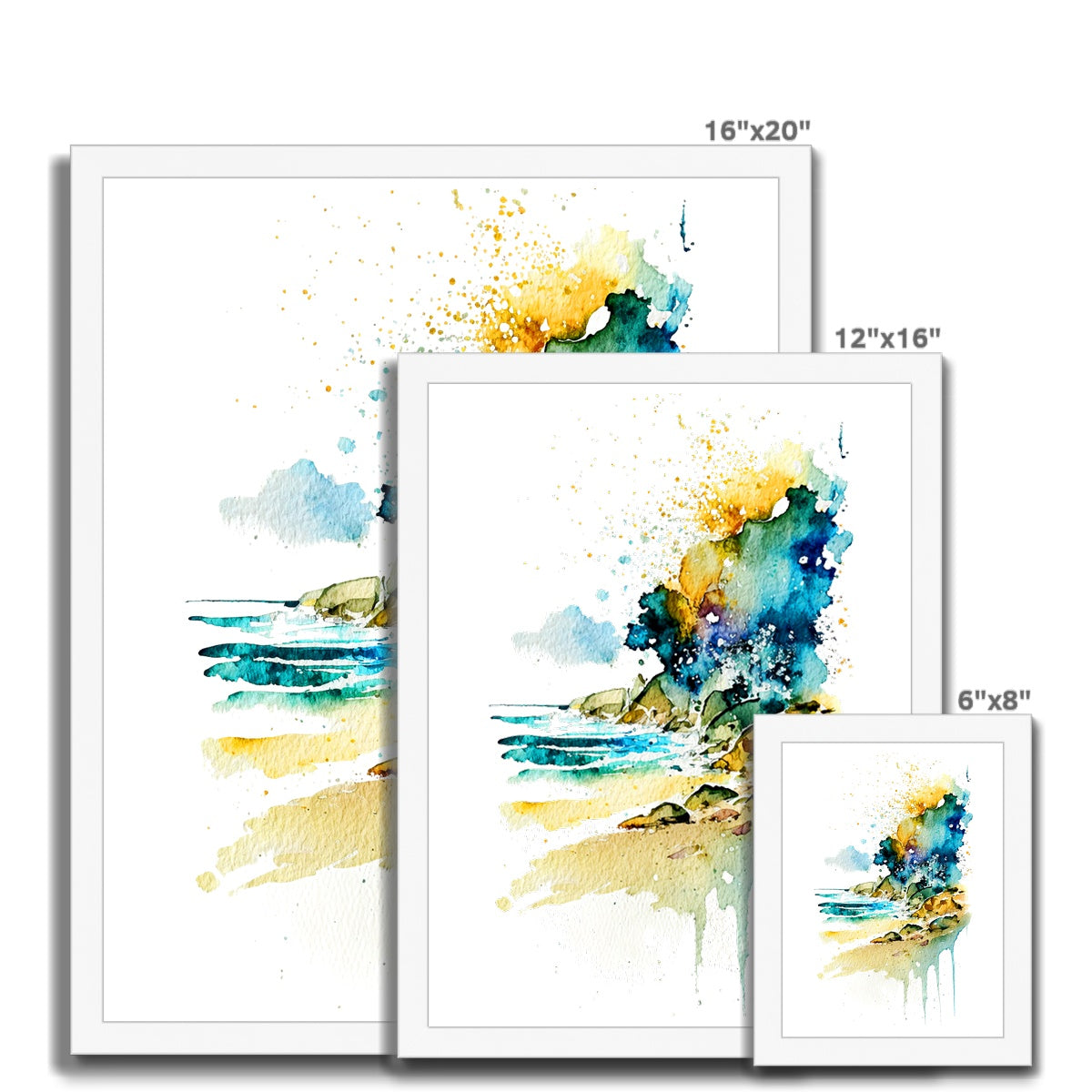 Watercolour Abstract Glamourous Beach Painting Framed Print