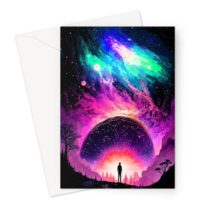 Whimsical Universe Galaxy Illustration Greeting Card