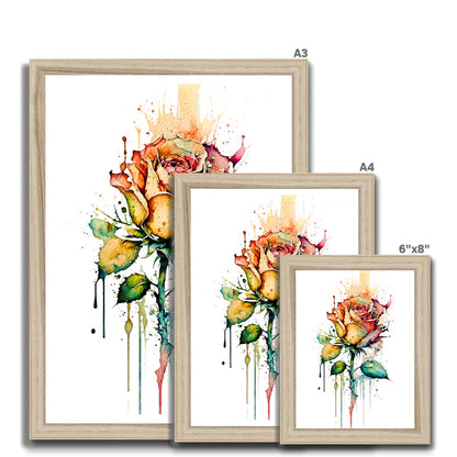 Watercolour Abstract Romantic Rose Painting Framed Print