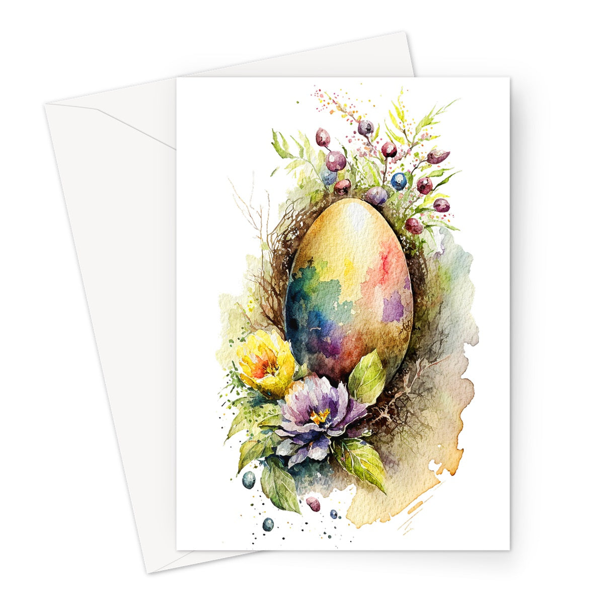 Watercolour Easter Paschal Egg Painting Greeting Card