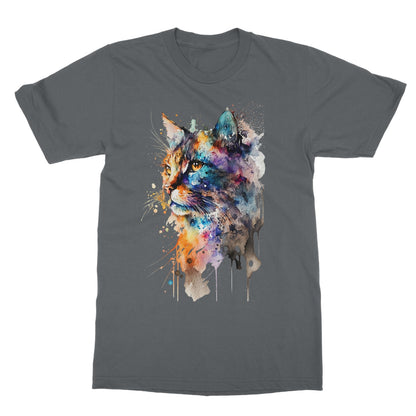 Watercolour Abstract Whimsical Cat Painting Softstyle T-Shirt