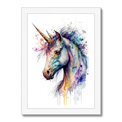 Watercolour Mystical Unicorn Painting Framed Print