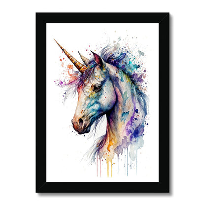 Watercolour Mystical Unicorn Painting Framed Print