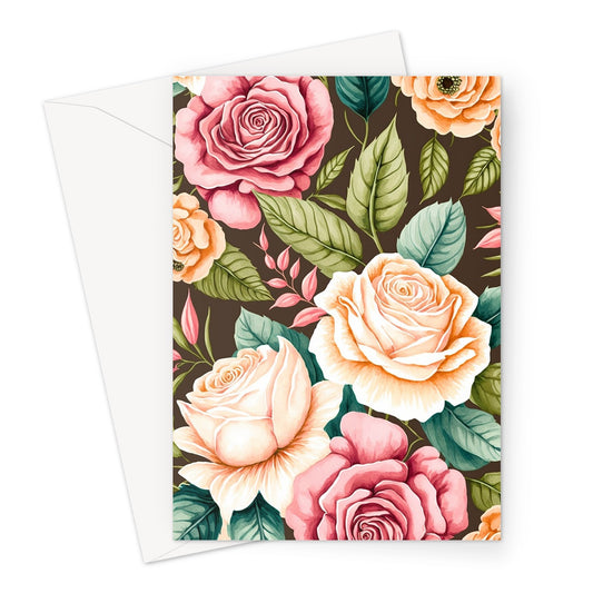 Romantic and Gorgeous Pastel Roses Flowers Greeting Card