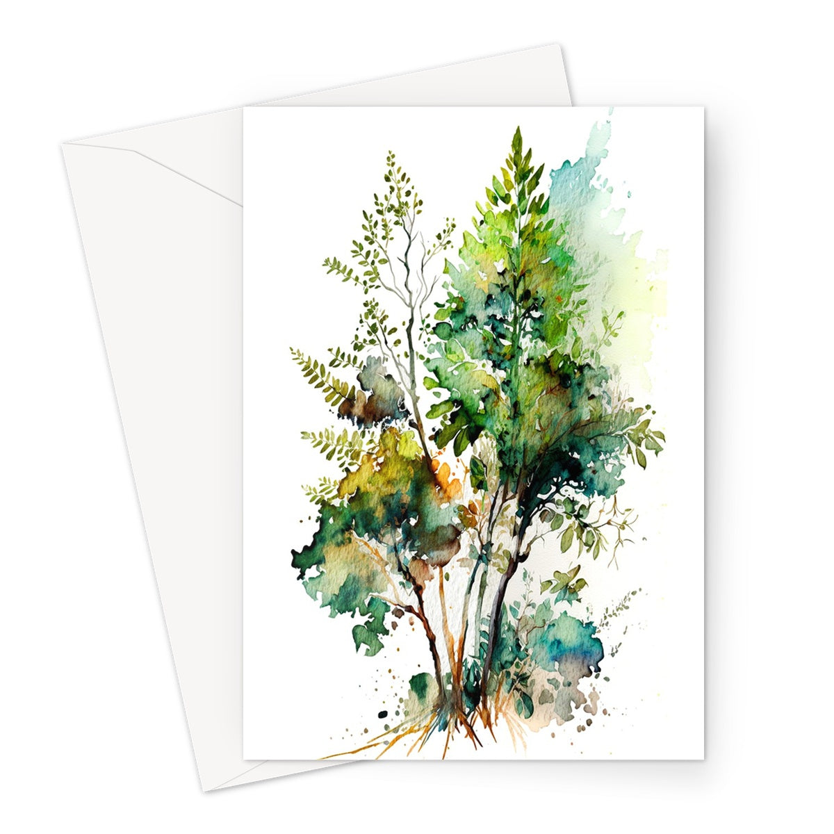 Watercolour Trees Foliage Autumn Leaves Painting Greeting Card