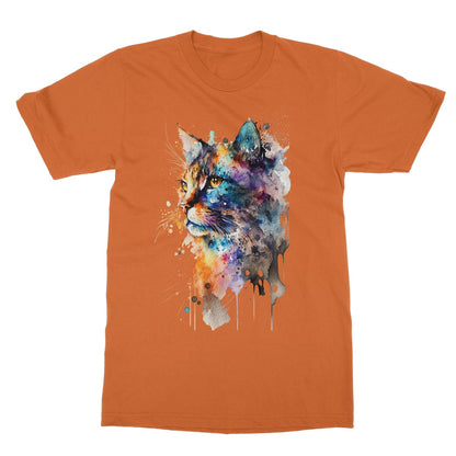 Watercolour Abstract Whimsical Cat Painting Softstyle T-Shirt