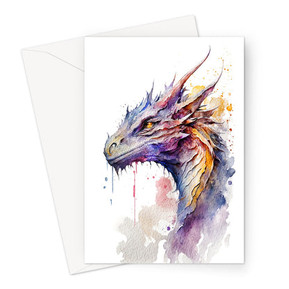 Watercolour Dragon Painting Greeting Card